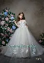 French lace tulle dress with ball gown skirt and horse hair trim