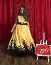 Sleeveless Lace applique princess ball gown with satin belt and scoop neckline
