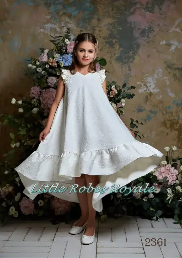 Full flare Spanish style frill trim dress with jacquard fabric and cap sleeves