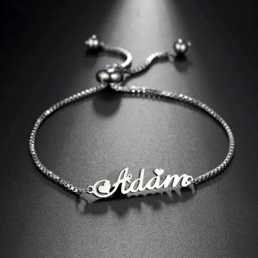 Personalised name adjustable loose chain bracelet with font choice
