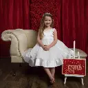 Sleeveless satin trim and top petite dress with soft sequin skirt 
