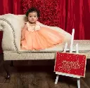 Classic diamanté and bow baby girl puff tulle dress with Aline ankle length skirt