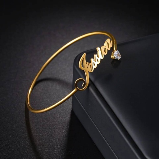 Personalised name adjustable bracelet with optional pearl or gem finishing and font choice