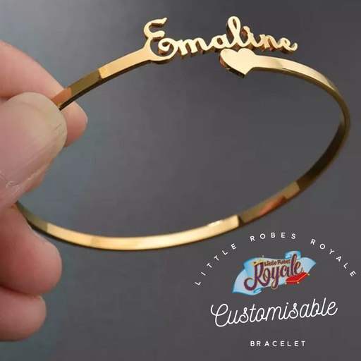 Personalised name adjustable bracelet with heart finishing and font choice